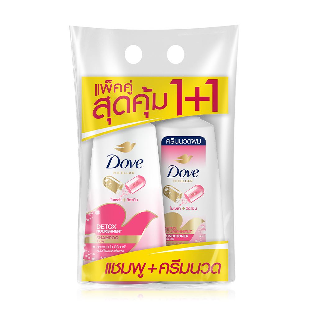 Dove Set 2 Item Detox Nourishment Shampoo 380ml + Conditioner 380ml