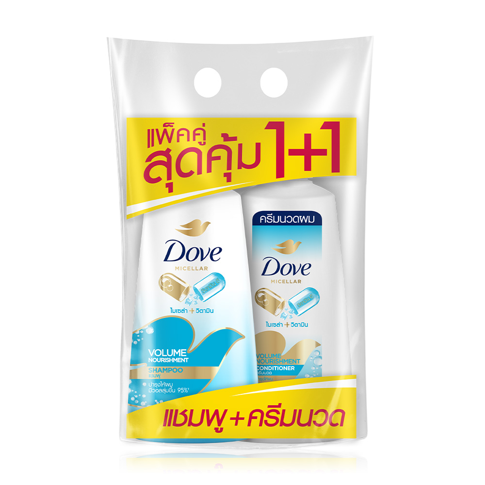 Dove Set 2 Item Shampoo Volume Nourishment Light Blue 380ml + Conditioner 380ml