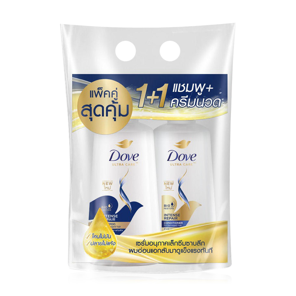 Dove Set 2 Item Intense Repair Dark Blue Shampoo 380ml + Conditioner 380ml