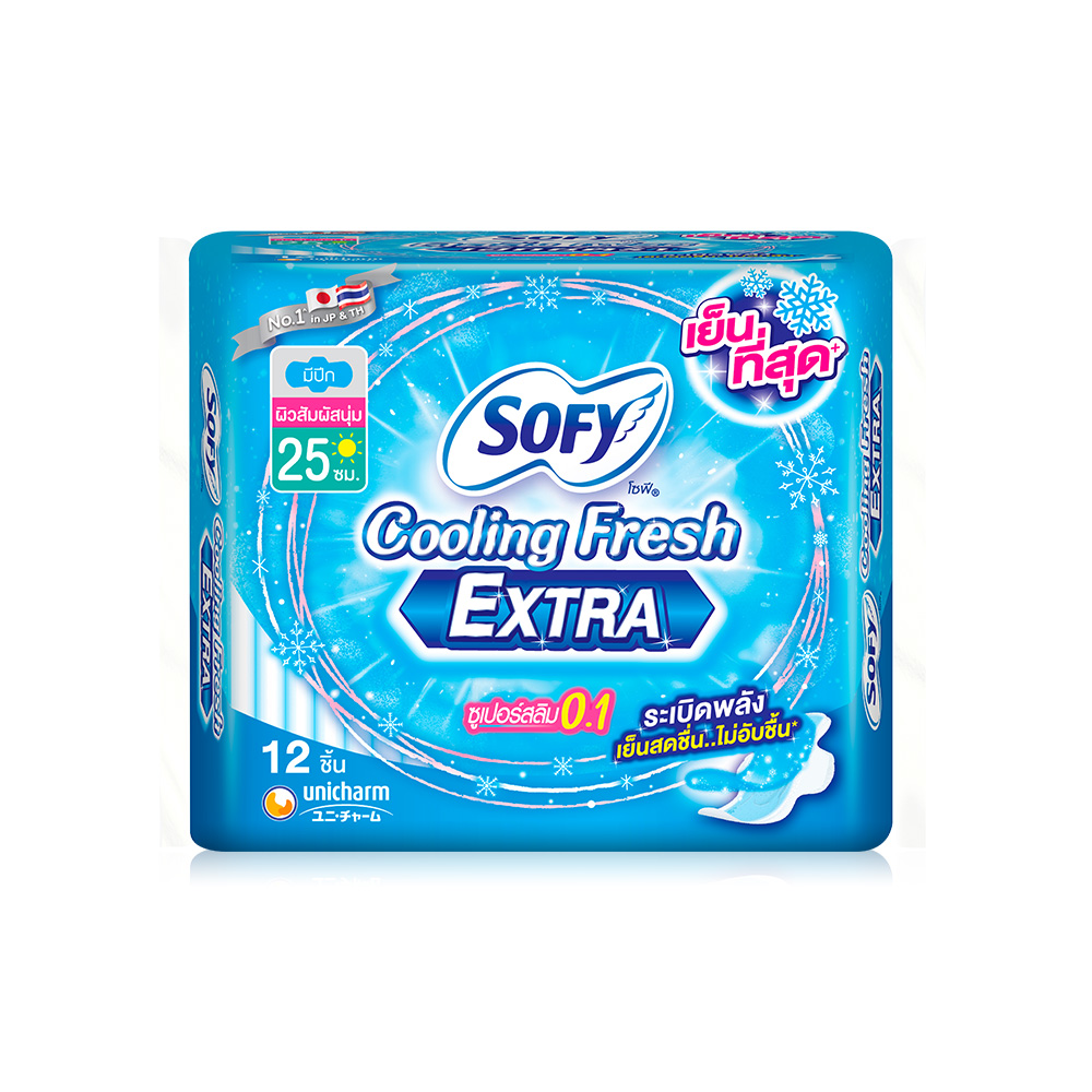 Sofy ผ้าอนามัย Cooling Fresh Extra Day Super Slim 0.1 Wing [25cm x 12pcs]