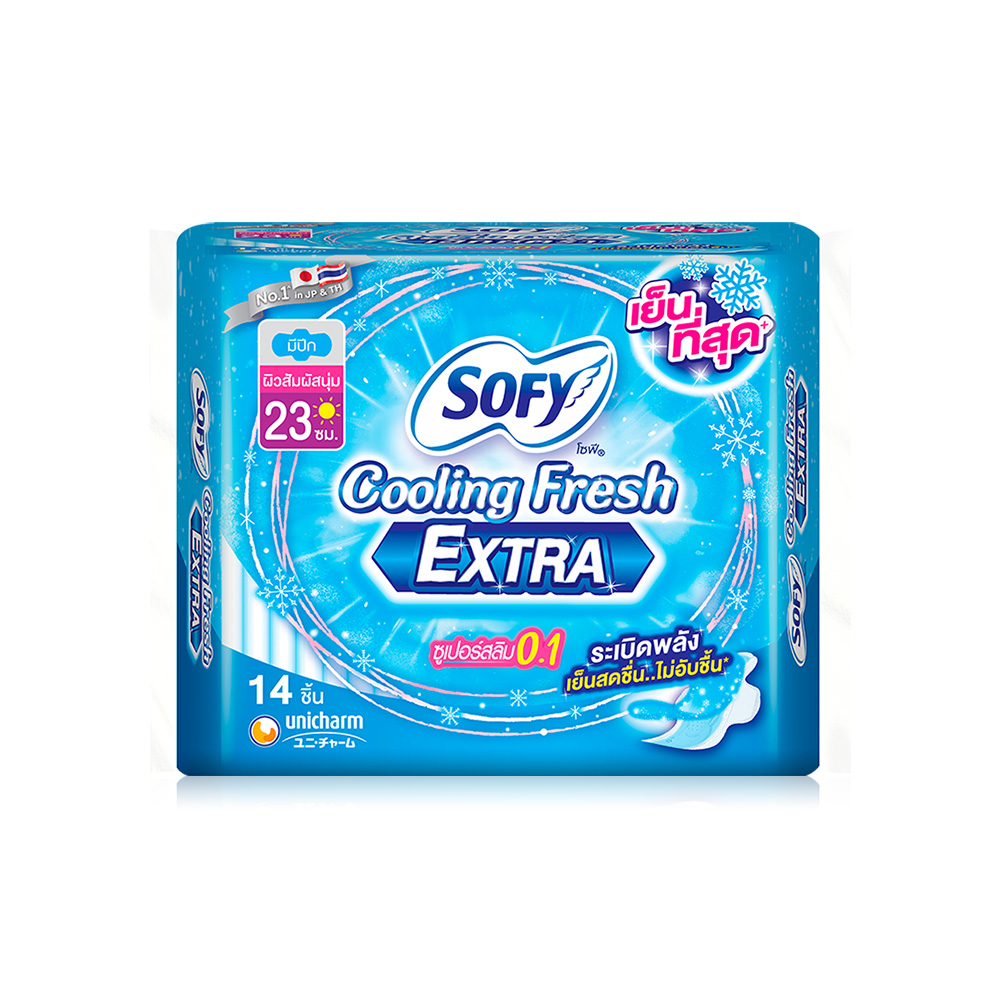 Sofy ผ้าอนามัย Cooling Fresh Extra Day SuperSlim0.1 Wing [23cm x 14pcs]