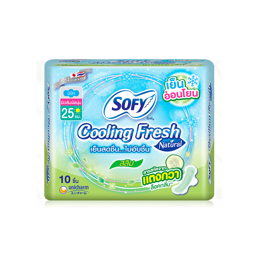 Sofy ผ้าอนามัย Cooling Fresh Natural Slim Wing [25cm x 10pcs]