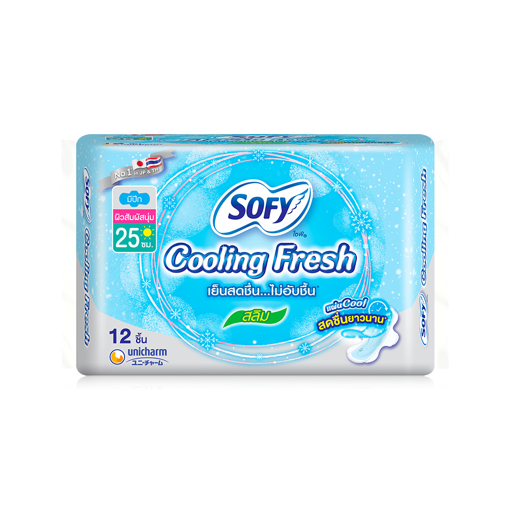 Sofy ผ้าอนามัย Cooling Fresh Slim Wing [25cm x 12pcs]