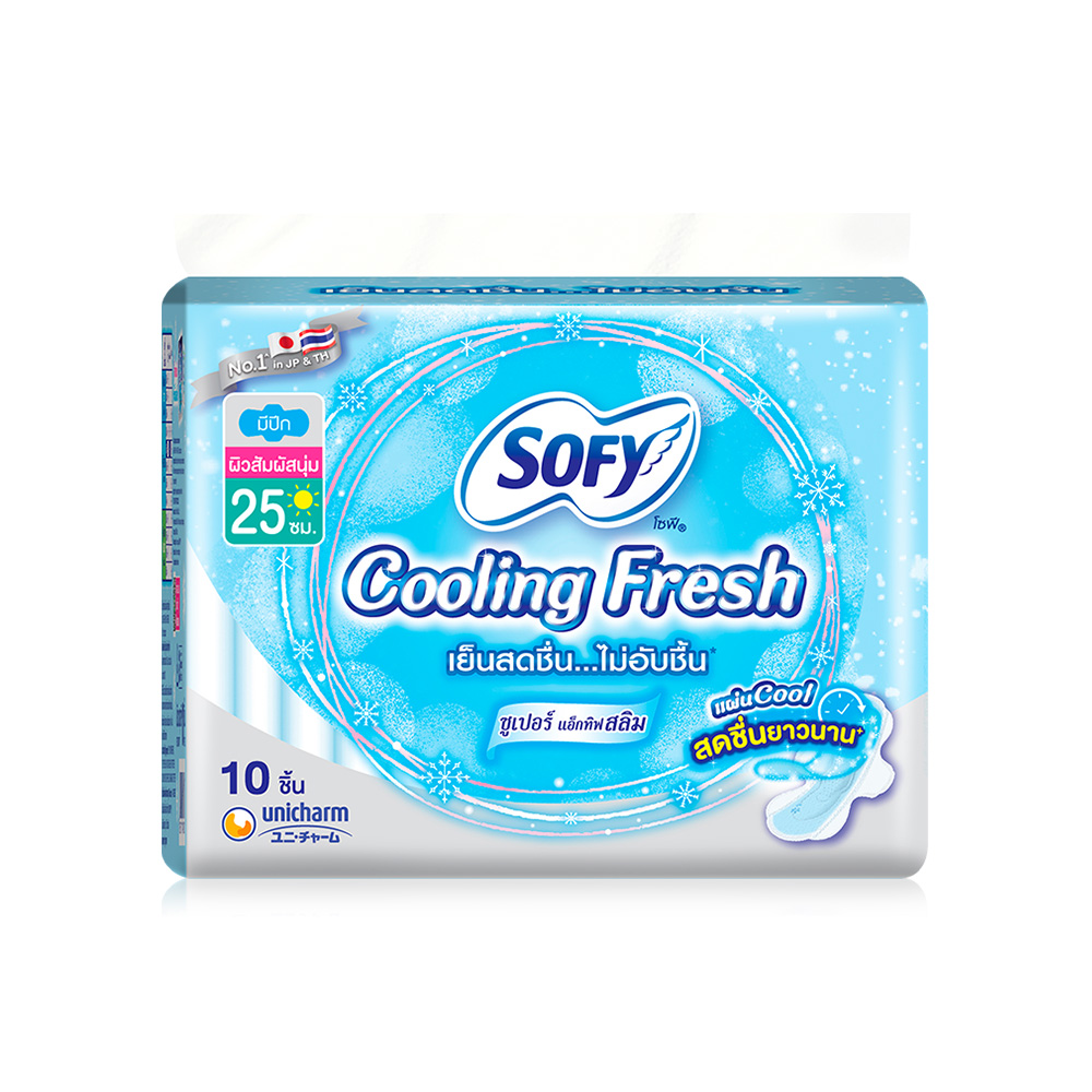 Sofy ผ้าอนามัย Cooling Fresh Super Active Slim Wing [25cm x 10pcs]
