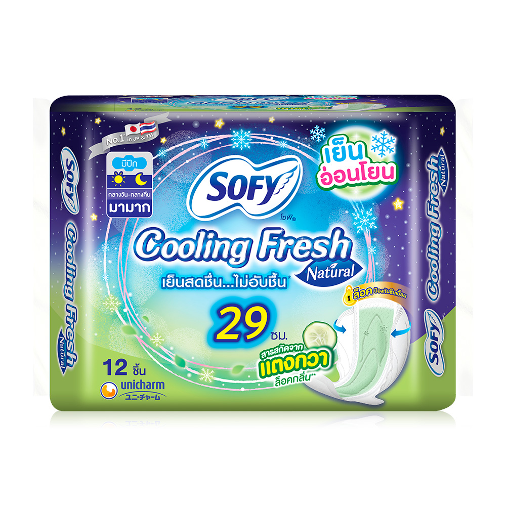Sofy ผ้าอนามัย Cooling Fresh Natural Night Slim Wing [29cm x 12pcs]