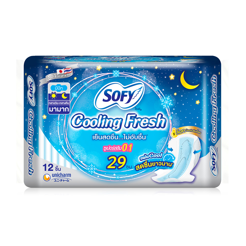 Sofy ผ้าอนามัย Cooling Fresh Super Slim 0.1 Night Wing [29cm x 12pcs]