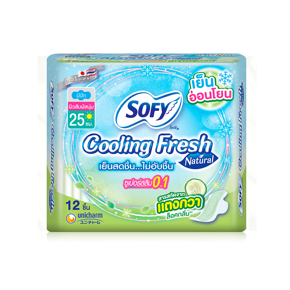 Sofy ผ้าอนามัย Cooling Fresh Natural Super Slim 0.1 Wing [25cm x 12pcs]