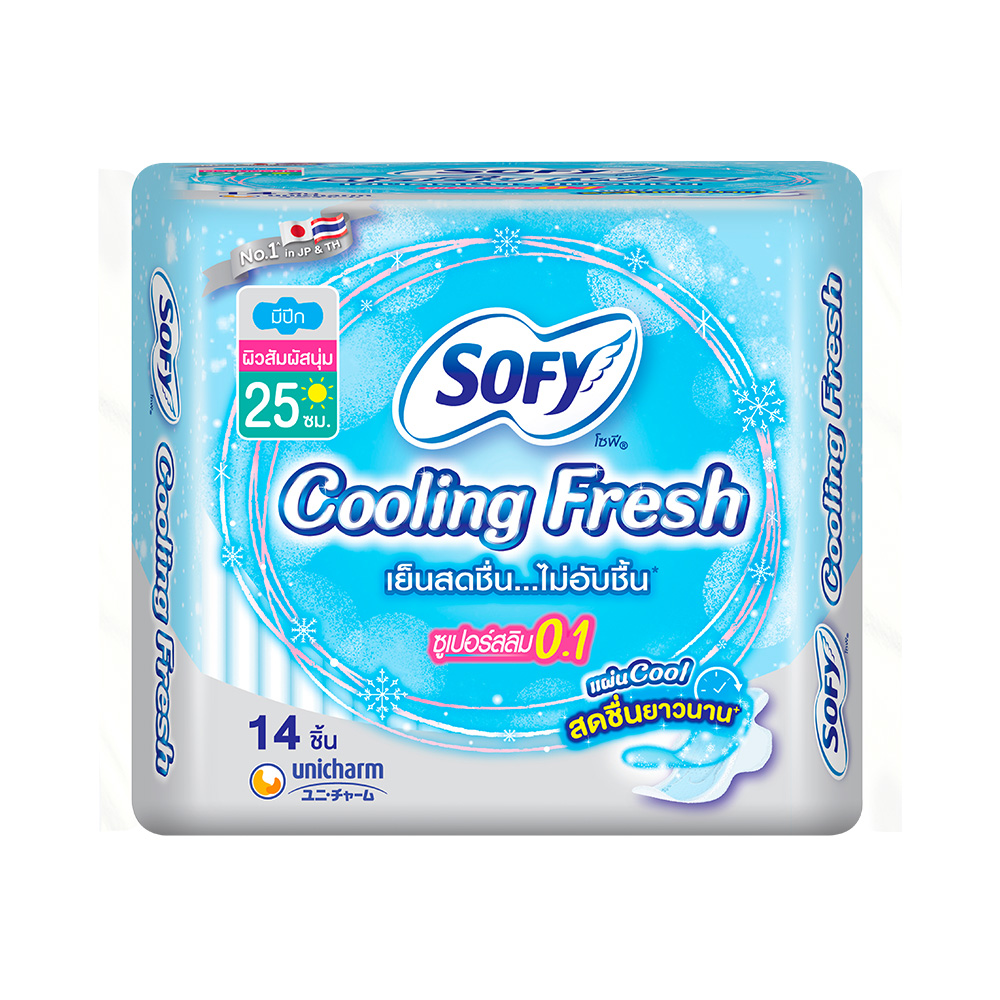 Sofy ผ้าอนามัย Cooling Fresh Super Slim 0.1 Wing [25cm x 14pcs]