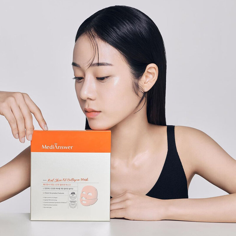 Medi Answer Real Skin Fit Collagen Mask [35g x 4 Sheets] ( สินค้าหมดอายุ : 2026.05.01 ) 