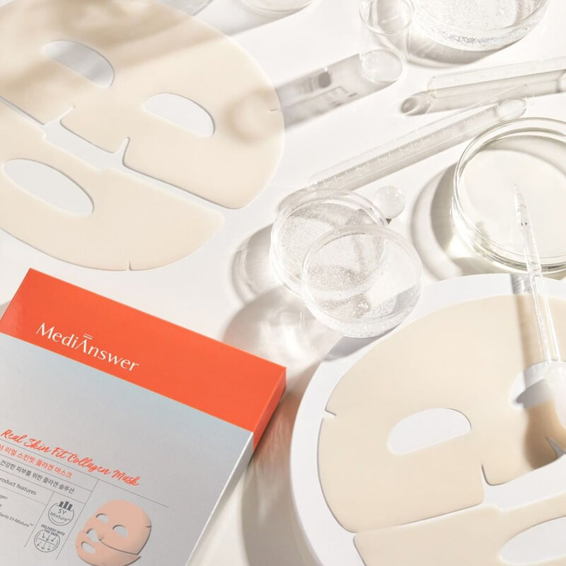 Medi Answer Real Skin Fit Collagen Mask [35g x 4 Sheets] ( สินค้าหมดอายุ : 2026.05.01 ) 
