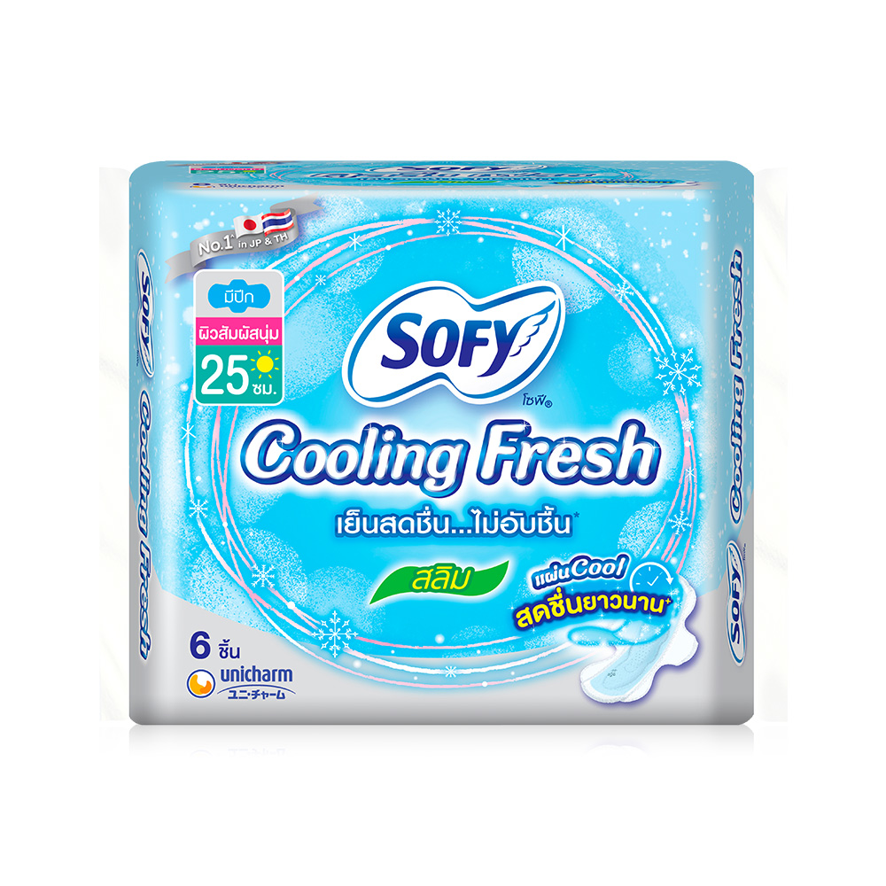 Sofy ผ้าอนามัย Cooling Fresh Slim Wing [25cm x 6pcs]