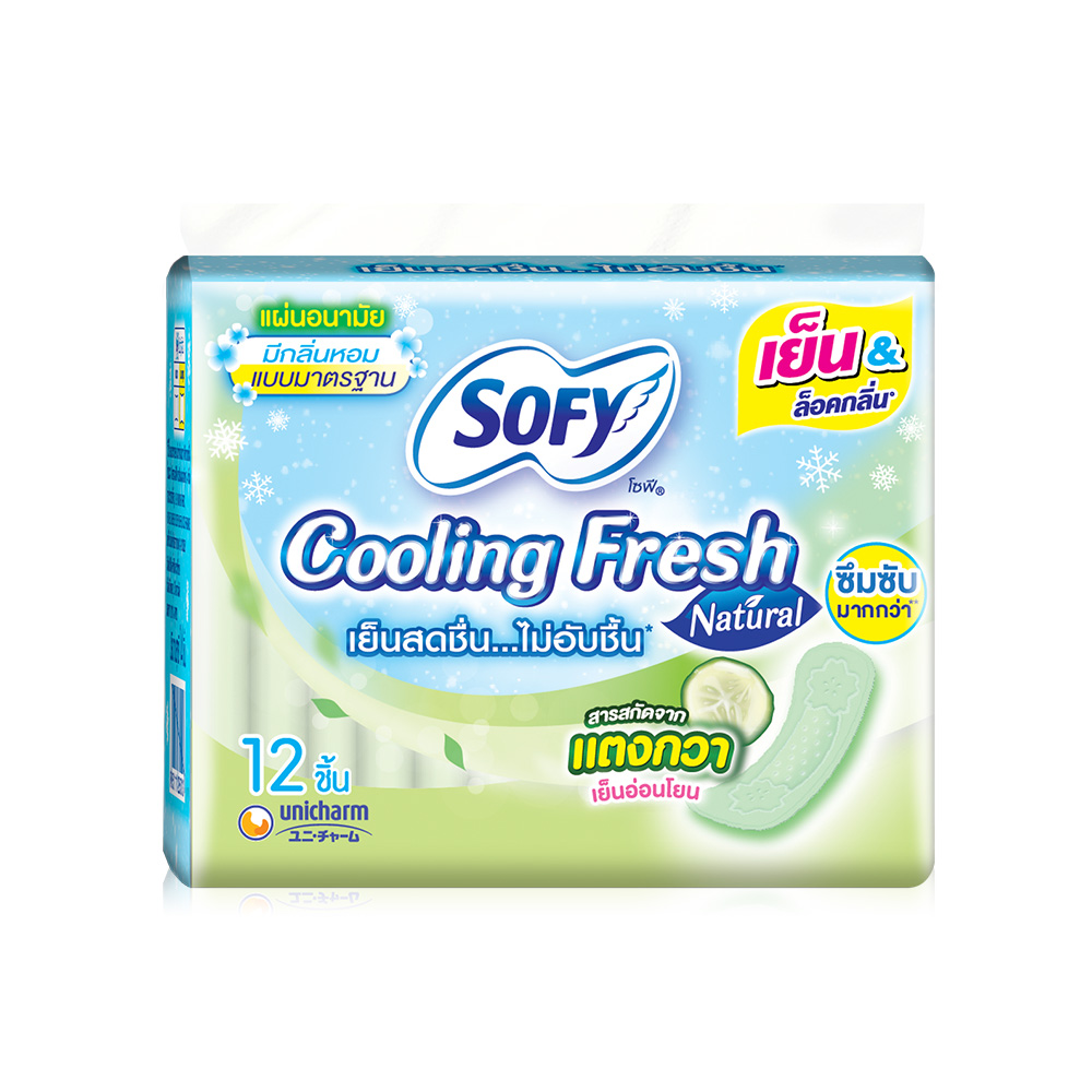 Sofy แผ่นอนามัย Cooling Fresh Natural Slim Scented 12pcs