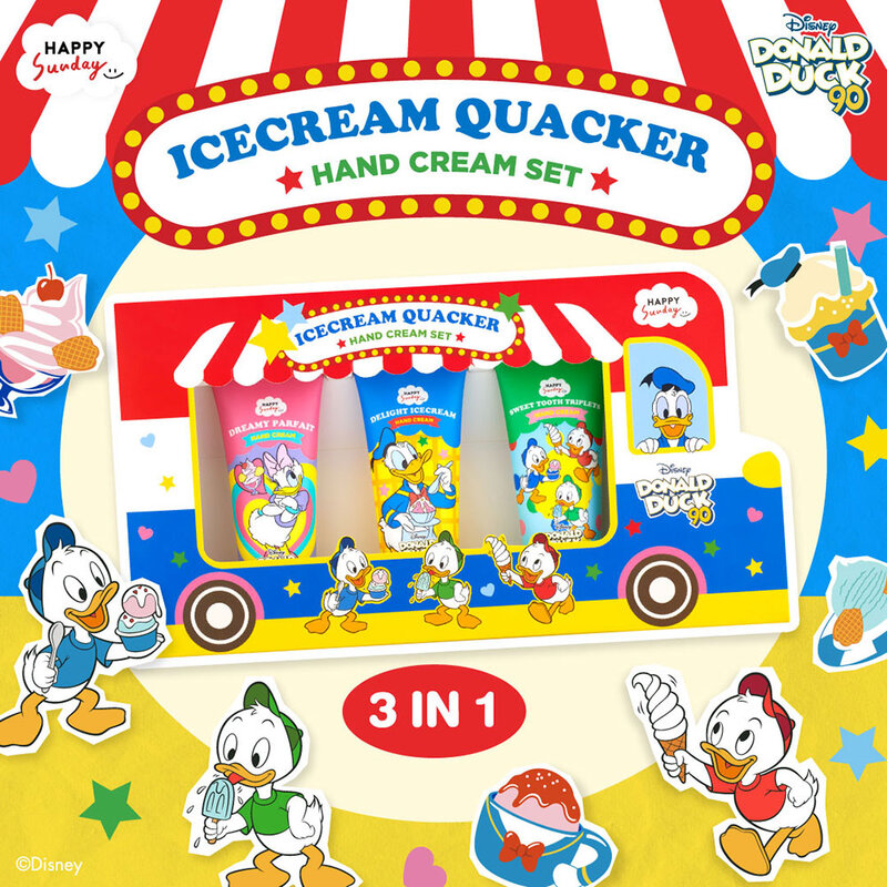 HAPPY SUNDAY Icecream Quacker Hand Cream Set [30g x 3pcs]