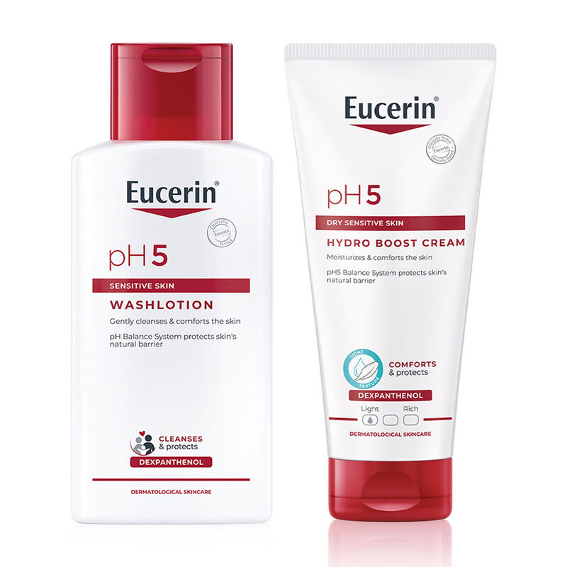 Eucerin Set 2 items PH5 Hydro Boost Cream 200ml + Washlotion 200ml ( สินค้าหมดอายุ : 2025.12.14 ) 