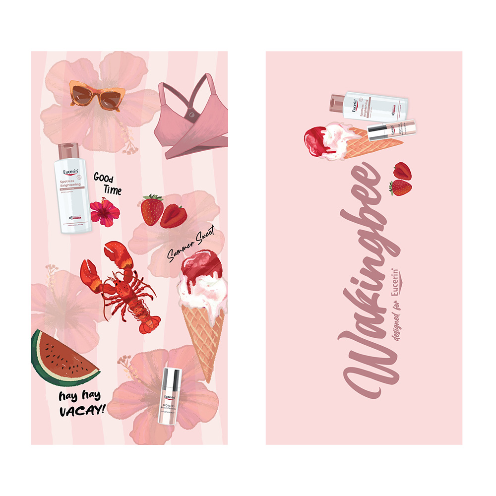 [Free Gift] Eucerin x Wakingbee Pink Beach Towel 1pc
