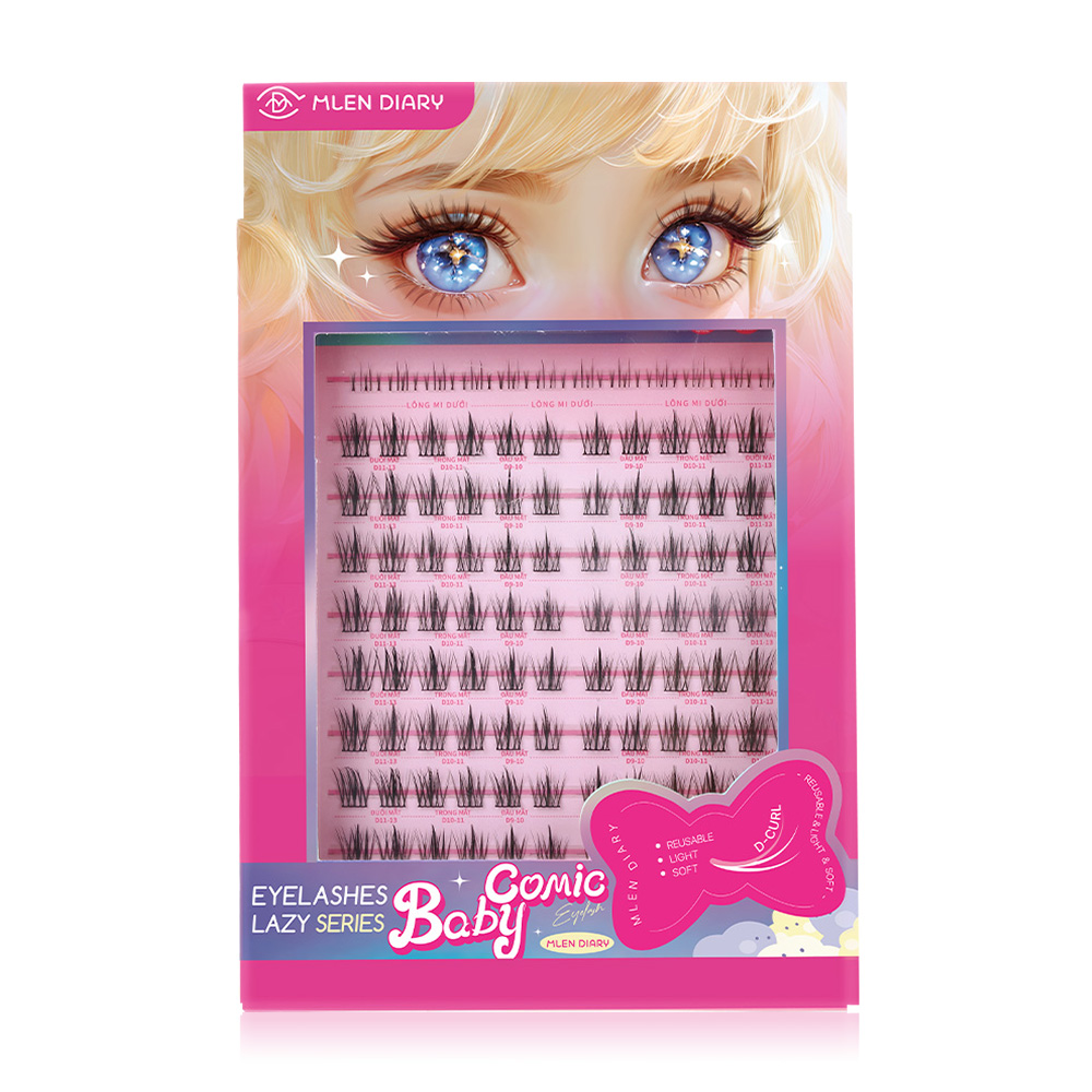 MLEN DIARY Eyelashes Lazy Series 10 Rows #Baby Comic Eyelashes
