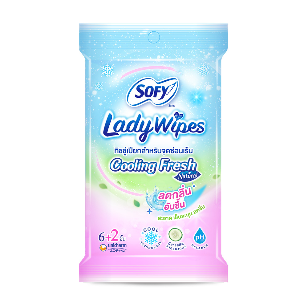 Sofy Lady Wipes Cooling Fresh Natural 8 Sheets
