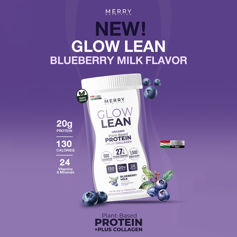 The Merry Glow Lean Protein Shake Blueberry Milk Flavor 525g