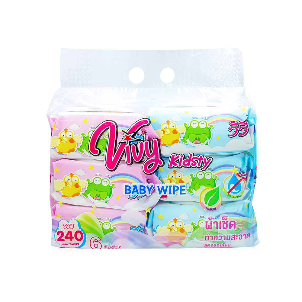 Vivy Kidsty Wet Tissue Rainbow [40 Sheets x 6pcs]