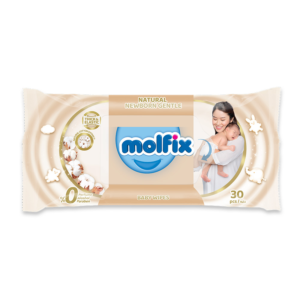Molfix Newborn Gentle Baby Wipes 30 Sheets ( สินค้าหมดอายุ : 2026.03.30 ) 