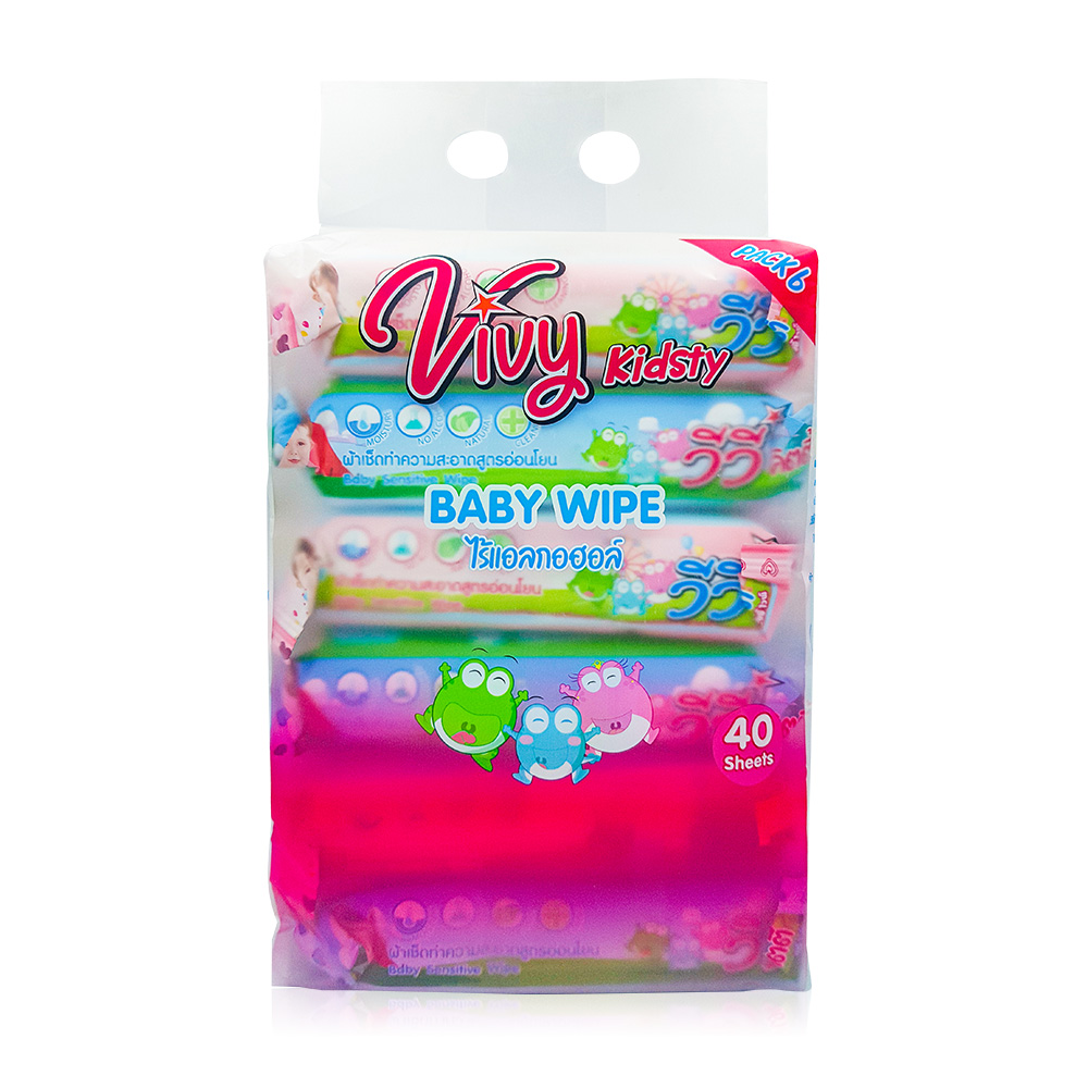 Vivy Kidsty Wet Tissue Theme Park [40 Sheets x 6pcs] [Random Package]