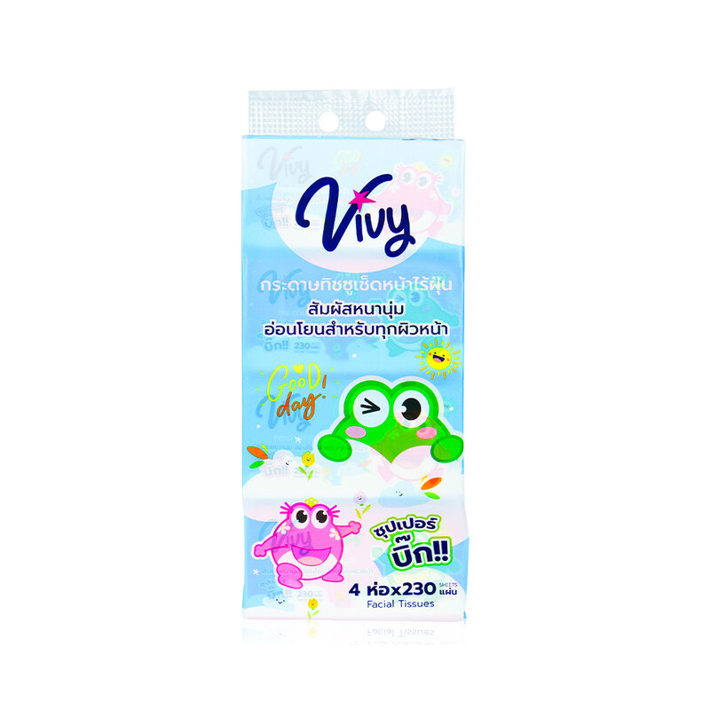 Vivy Good Day Facial Tissue [230 Sheets x 4pcs] [Random Package]