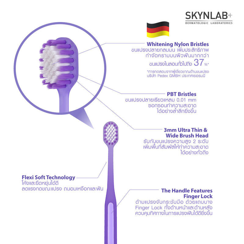 Skynlab Premium Whitening Pro-Flex Toothbrush Mixed Color 2pcs