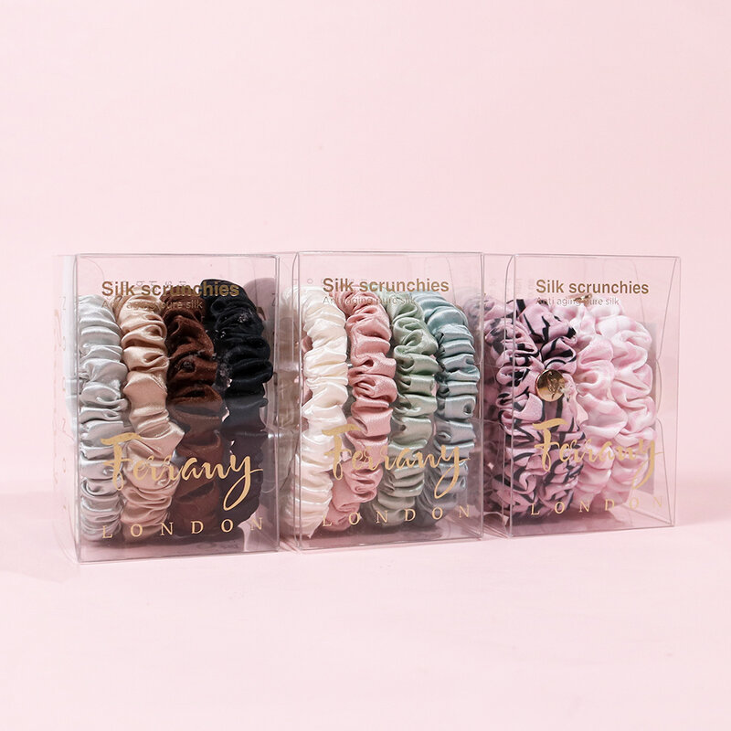 Ferrany London Silk Scrunchies Set 4pcs #Classic Blck Zebra