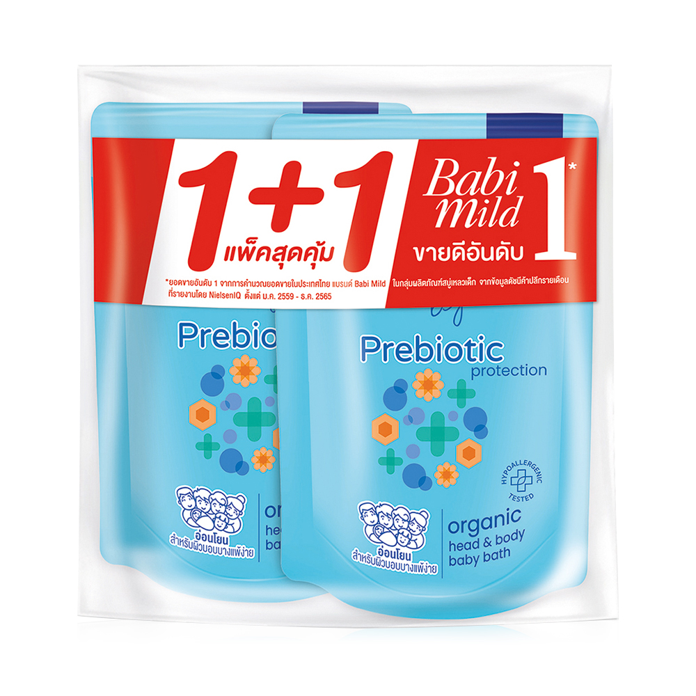Babi Mild & Beyond Prebiotic Protection Organic Head & Body Baby Bath Refill [350ml x 2pcs]