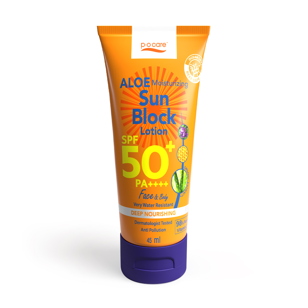 P.O.CARE Aloe Moisturizing Sun Block Lotion SPF50 PA+++ 45ml