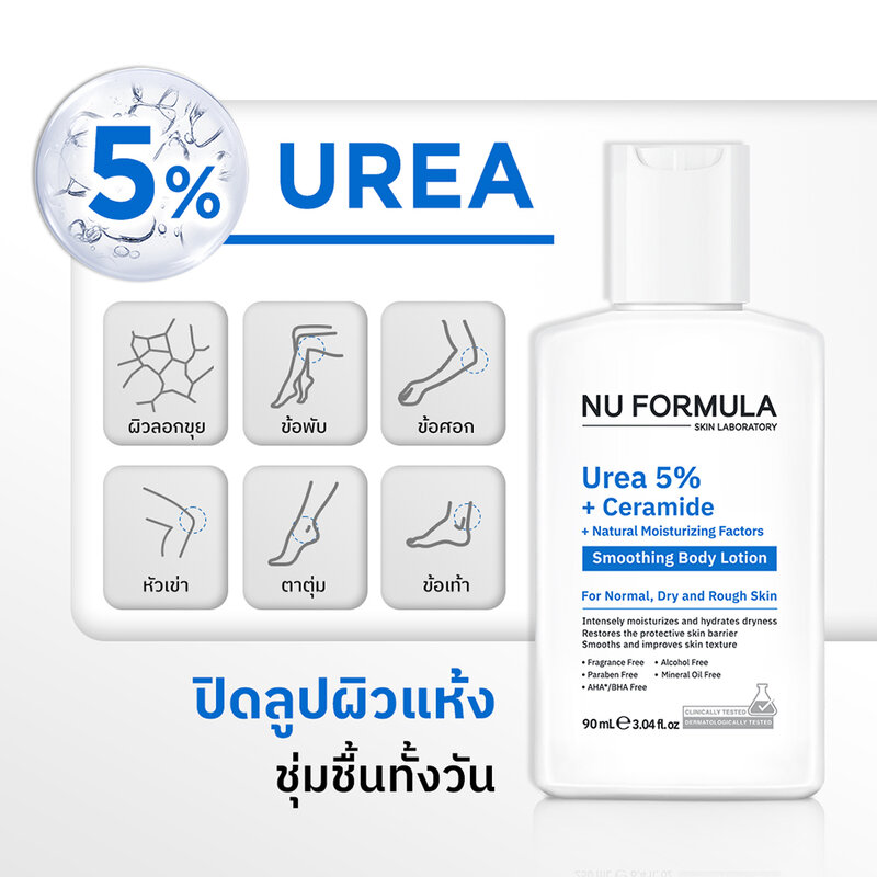 Nu Formula Urea 5% + Ceramide + Natural Moisturizing Factors Smoothing Body Lotion 90ml