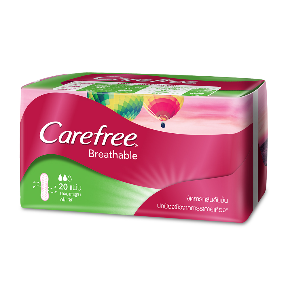 Carefree แผ่นอนามัย Panty Liner Breathable Aloe 20pcs