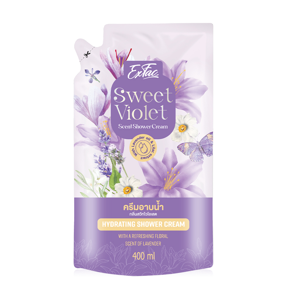 EXFAC Sweet Violet Scent Shower Cream Refill 400ml
