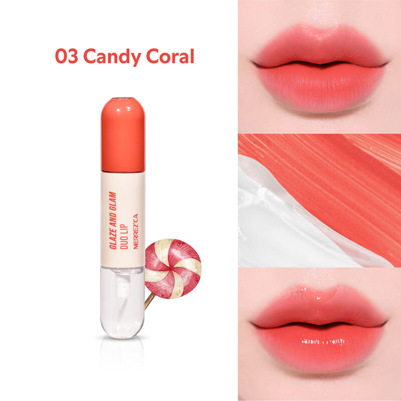 Merrezca Glaze & Glam Duo Lip 4ml #03 Candy Coral
