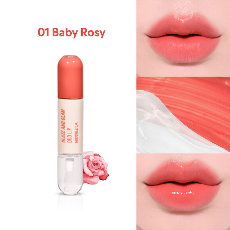 Merrezca Glaze & Glam Duo Lip 4ml #01 Baby Rosy