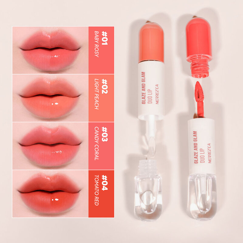 Merrezca Glaze & Glam Duo Lip 4ml #01 Baby Rosy