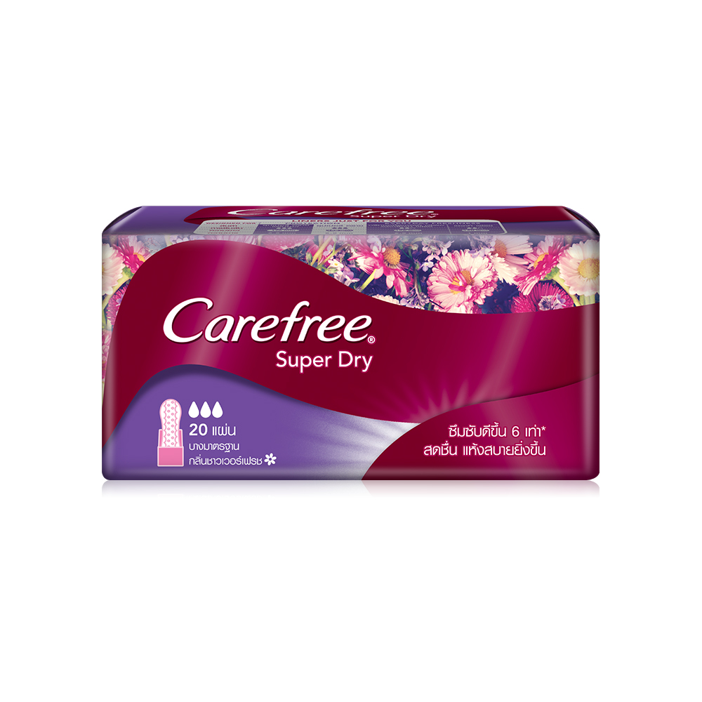Carefree แผ่นอนามัย Panty Liner Super Dry Shower Fresh 20pcs