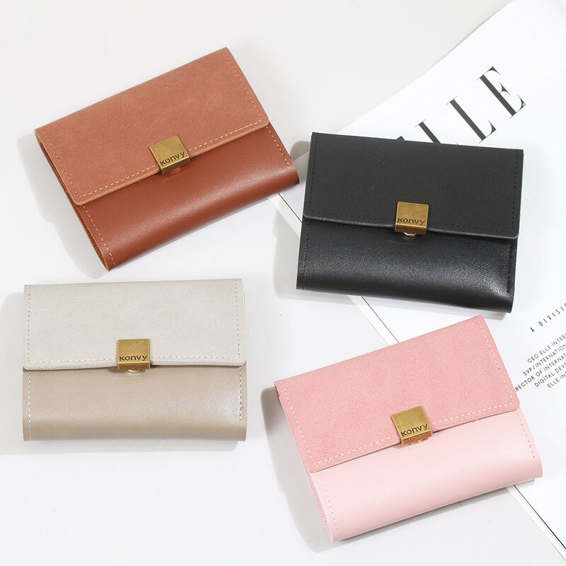 Konvy Ladies Simple Folding Wallet #Light Grey