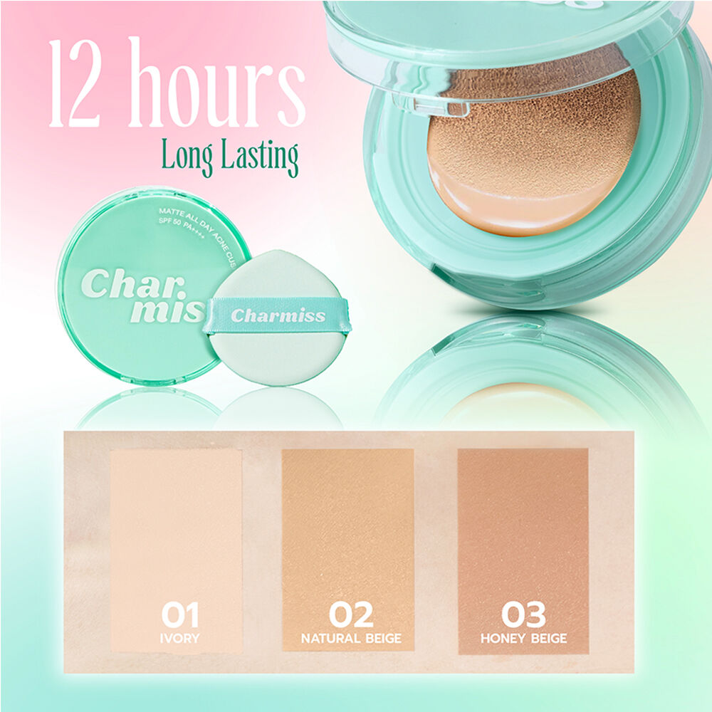 Charmiss Winステッカー ACNE CUSHION 02 　GMM) Charmiss Matte All Day Acne Cushion SPF50 PA++++ 8g #02 Natural Beige