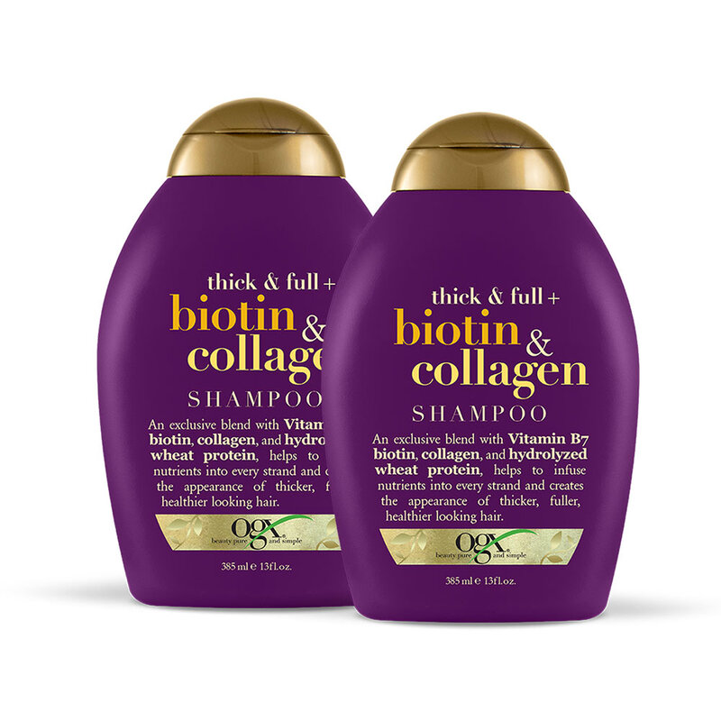 OGX Thick and Full Biotin Collagen Shampoo Volumising [385ml x 2pcs]