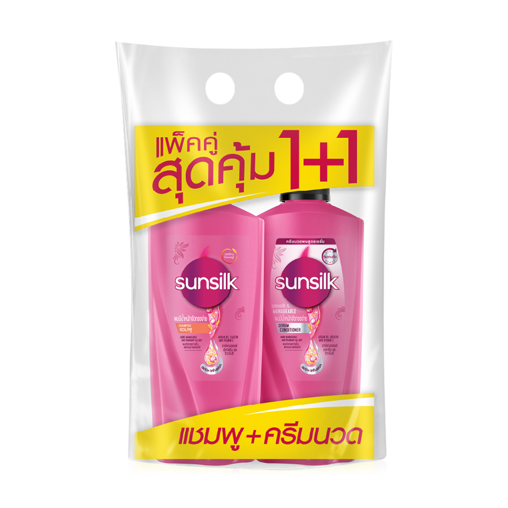 Sunsilk Set 2 Item Smooth & Manageable Shampoo 475ml + Serum Conditioner 450ml