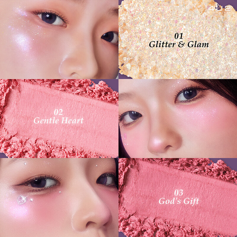 4U2 Heart Blush 3.4g #01 Glitter & Glam