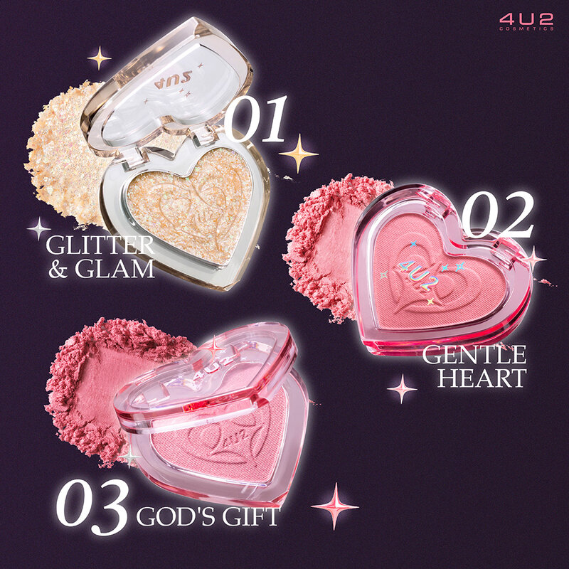 4U2 Heart Blush 3.4g #01 Glitter & Glam