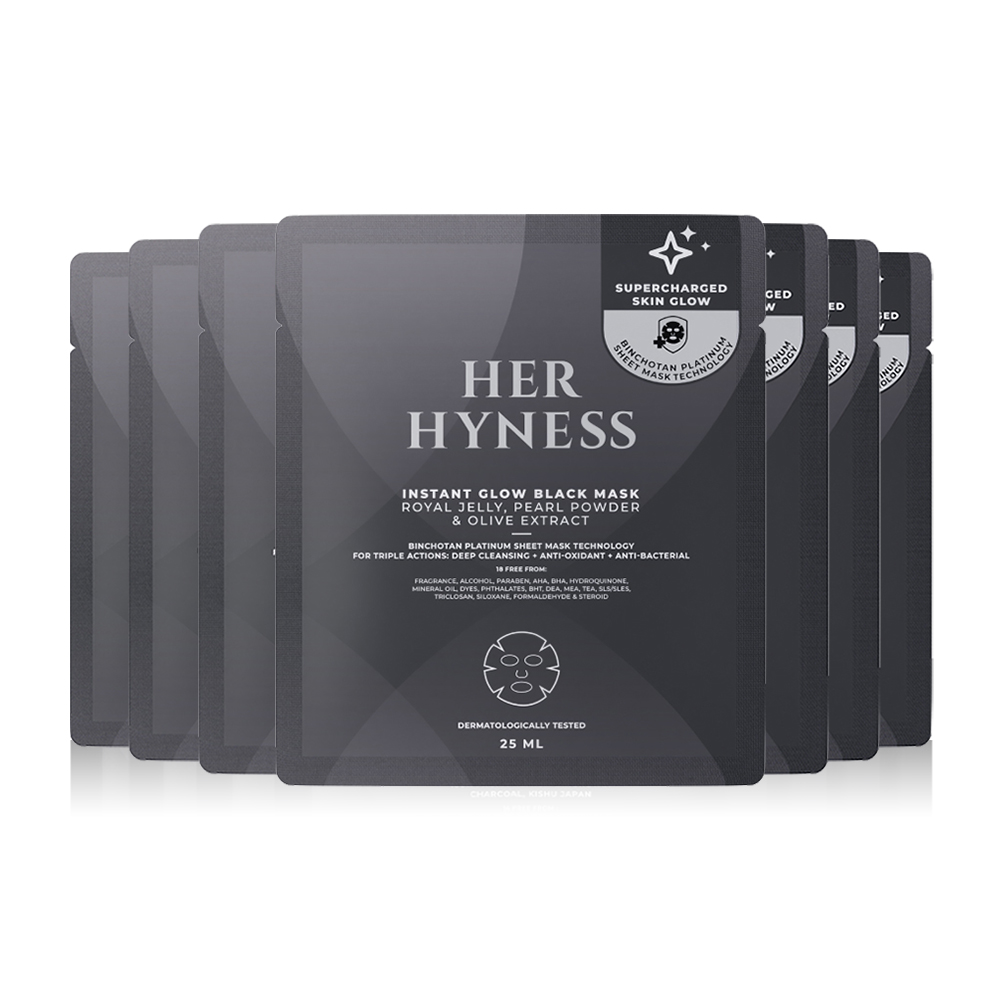 HER HYNESS Instant Glow Black Mask [25ml x 7 Sheets]