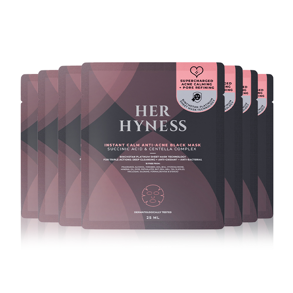 HER HYNESS Instant Calm Anti-Acne Black Mask [25ml x 7 Sheets]
