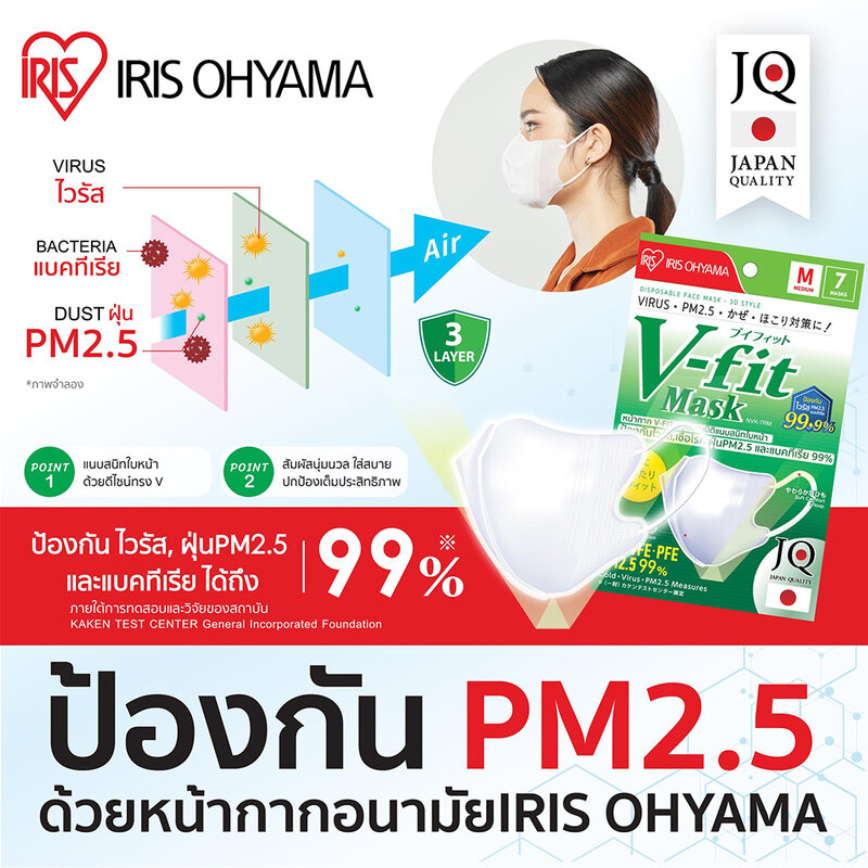 IRIS OHYAMA Disposable Face Mask Nvn - 30Rm Vfit [30pcs x 2 Boxes] #White