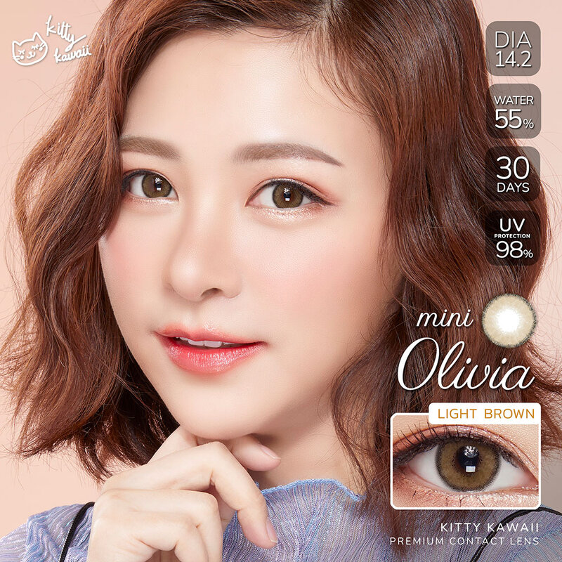 Kitty Kawaii Plus Contact Lens Mini Olivia Light Brown [1 Pair] #-7.50