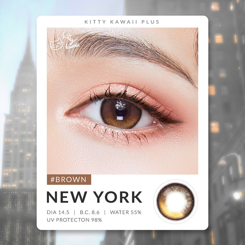 Kitty Kawaii Plus Contact Lens New York Brown [1 Pair] #-3.25