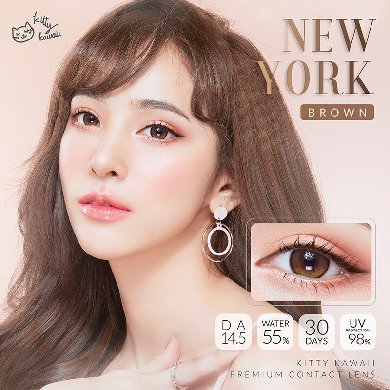 Kitty Kawaii Plus Contact Lens New York Brown [1 Pair] #-3.25