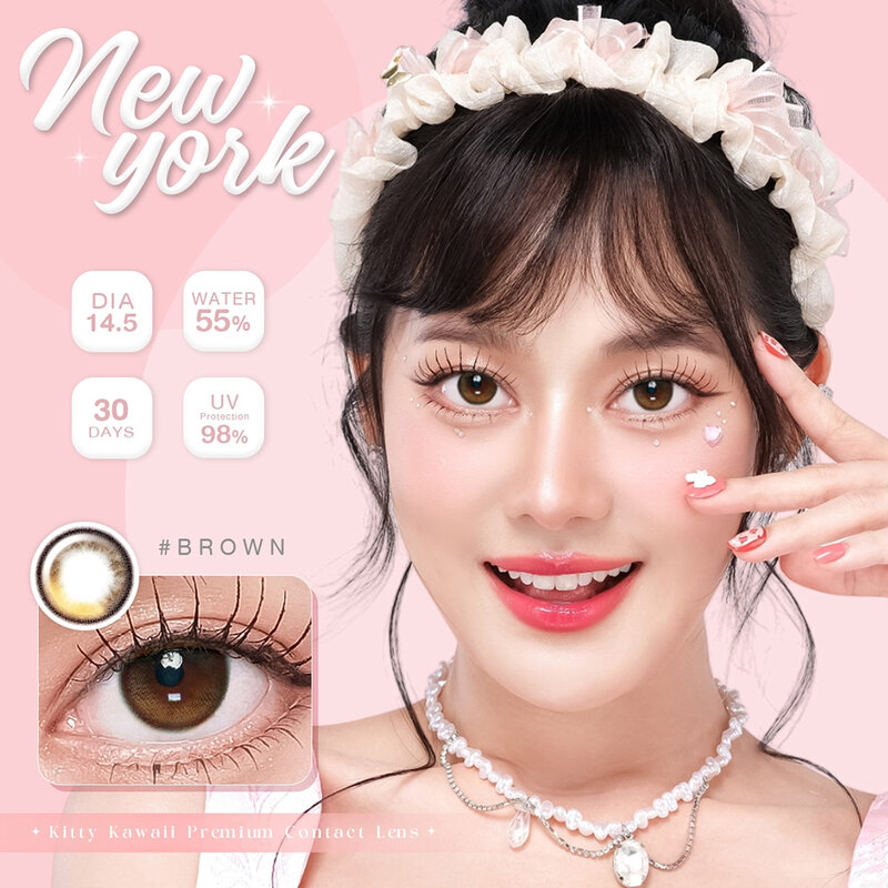Kitty Kawaii Plus Contact Lens New York Brown [1 Pair] #-3.25